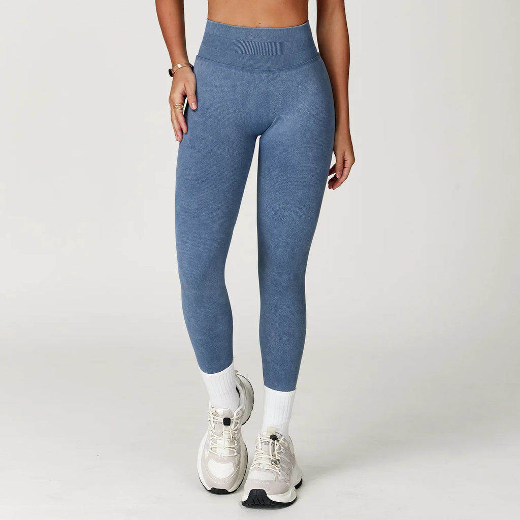 Seamless High-Waist Scrunch Yoga Leggings for Women – Ribbed Workout Tights for Gym & Fitness