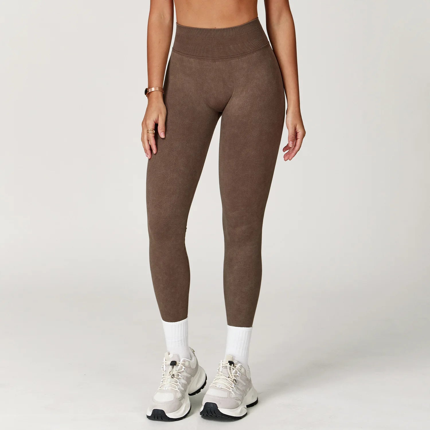 Seamless High-Waist Scrunch Yoga Leggings for Women – Ribbed Workout Tights for Gym & Fitness