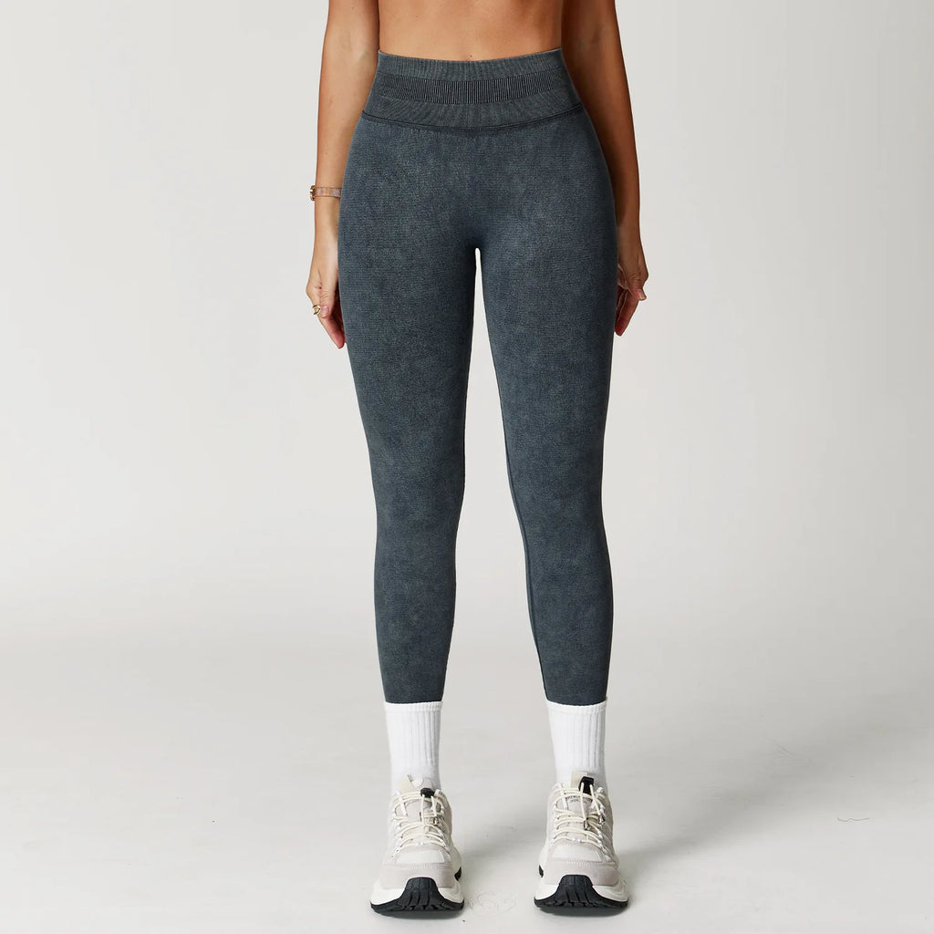 Seamless High-Waist Scrunch Yoga Leggings for Women – Ribbed Workout Tights for Gym & Fitness